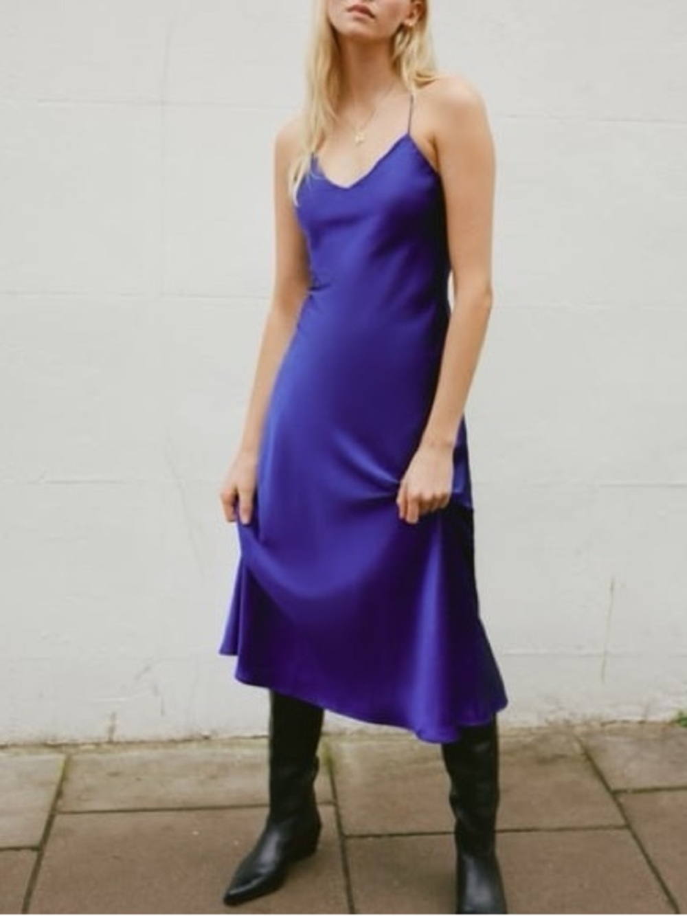 NWT Zara Royal Blue Midi Maxi Cross Back Dress Size Small